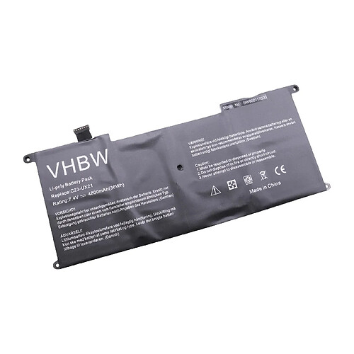 vhbw batterie compatible avec Asus Zenbook UX21E-KX011V, UX21E-KX013X, UX21E-KX013v, UX21E-KX014V laptop (4800mAh, 7,4V, Li-Ion)