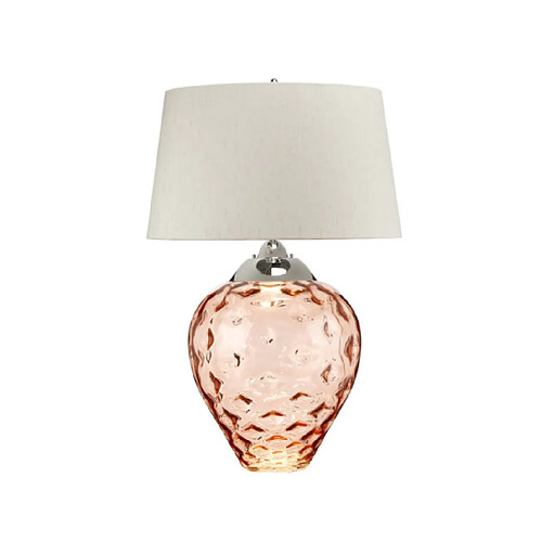 Elstead Lighting Lampe de table Samara Verre transparent,acier,fausse soie, Verre teinté saumon