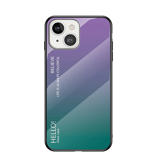 Coque en TPU à motif dégradé, anti-rayures, hybride dégradé violet vert pour votre Apple iPhone 13 6.1 pouces