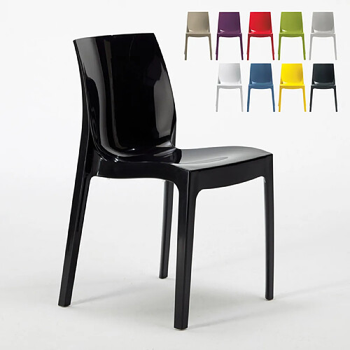 18 Chaises Ice Grand Soleil polypropylène restaurant promo offre stock, Couleur: Noir