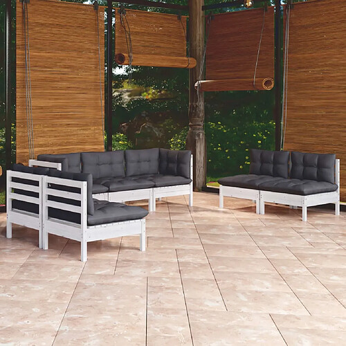 vidaXL Salon de jardin 7 pcs avec coussins bois de pin massif