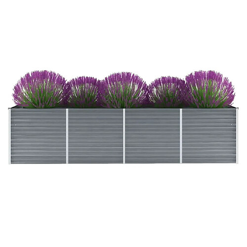 vidaXL Lit surélevé de jardin Acier galvanisé 320x80x77 cm Gris