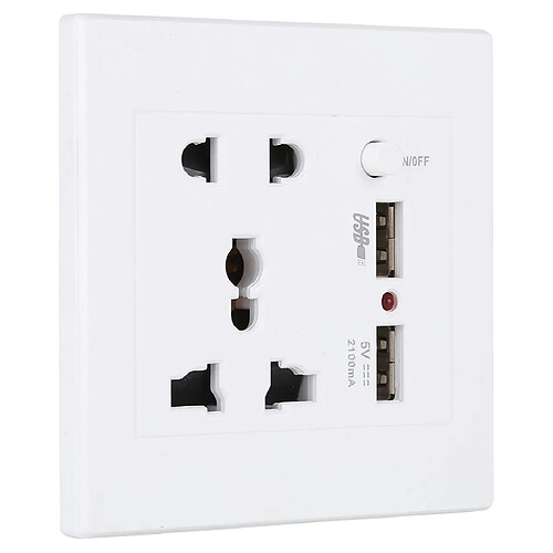 Wewoo Prise murale standard universelle avec 2 ports USB