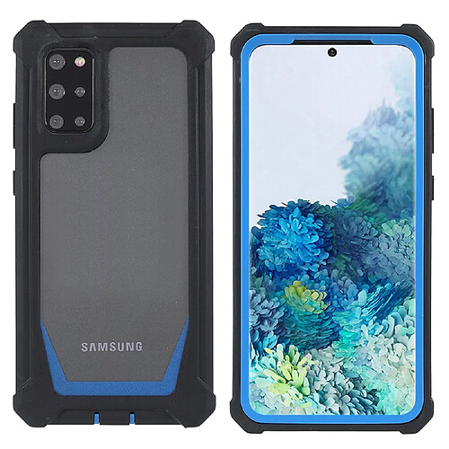 Coque en TPU + acrylique antichoc, détachable 2 en 1 noir/bleu pour votre Samsung Galaxy S20 Plus 4G/5G