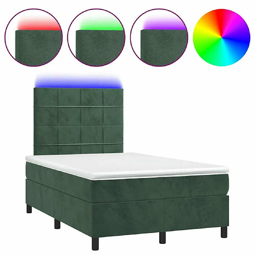 Maison Chic Lit adulte- Lit + matelas,Sommier à lattes de lit avec matelas LED vert foncé 120x190 cm -GKD43712