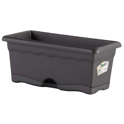 Pioneer PLASTIKEN Jardiniere rectangulaire - 40 X 20 cm avec plateau - Anthracite