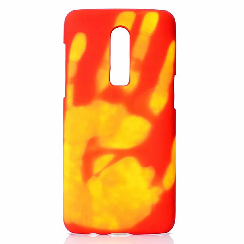 Wewoo Coque Rigide pour décoloration avec capteur thermique Paste Skin + PC One Plus 6 rouge jaune