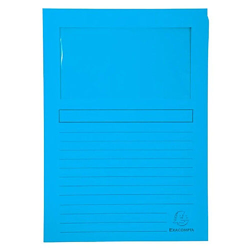 Exacompta Paquet de 100 chemises à fenêtre SUPER 160g/m2 - 22x31cm - Bleu vif