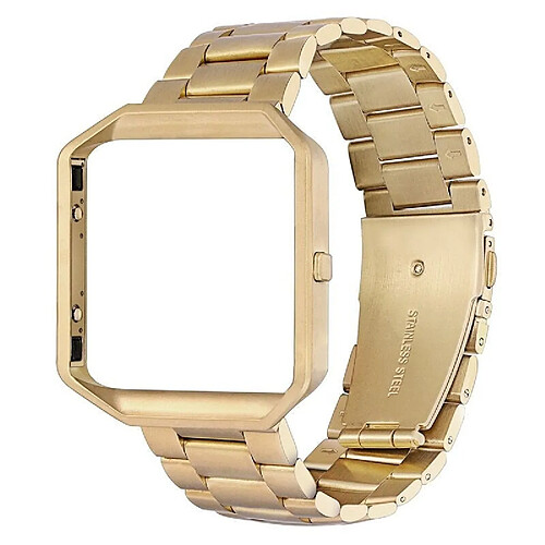 Wewoo Bracelet pour montre connectée Convient Fitbit Blaze De Sport Intelligente En Acier Inoxydable Cadre Métal Papillon Boucle Trois Perles or