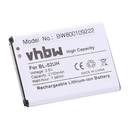 vhbw Li-Ion Batterie 2100mAh (3.8V) pour téléphone portable, smartphone LG L41C, L65, MS323 comme BL-52UH.