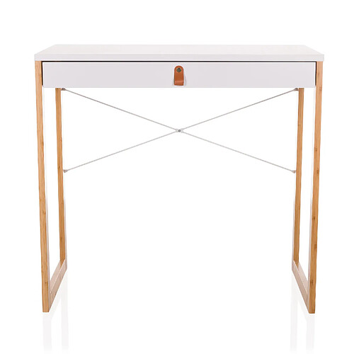 Bureau / table de travail TAROLO II 80x42x75 cm 1 tiroir blanc hjh LIVING