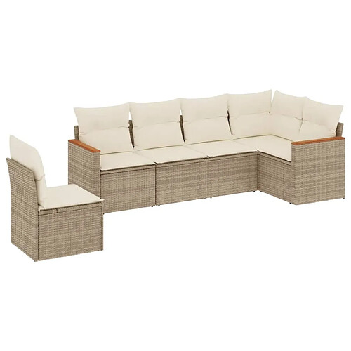 Maison Chic Salon de jardin avec coussins 6 pcs | Ensemble de Table et chaises | Mobilier d'Extérieur beige résine tressée -GKD32052