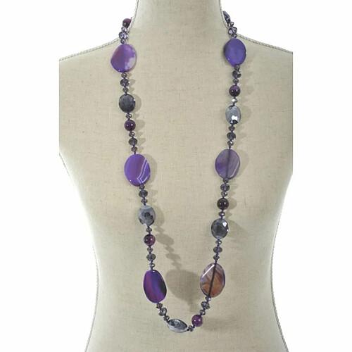 Paris Prix Collier Design Cristal & Perles Neck 18cm Violet