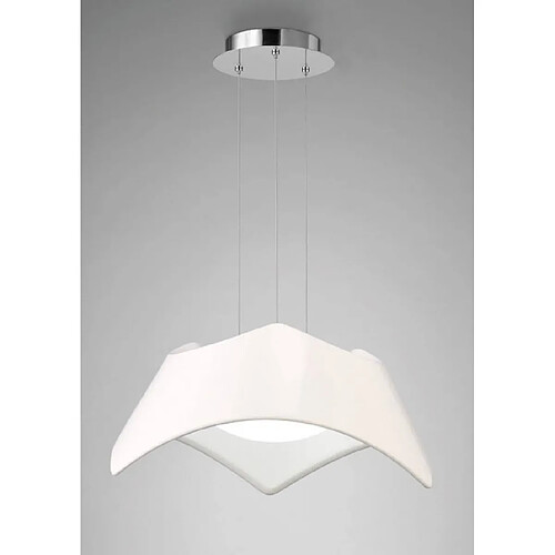 Luminaire Center Suspension Maui 5W+19W LED 3000K, 2520lm, blanc brillant/chrome poli