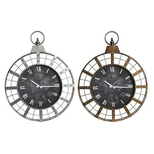 Look & Feel Horloge Murale DKD Home Decor Verre Argenté Noir Doré Fer (60 x 6,5 x 78 cm)