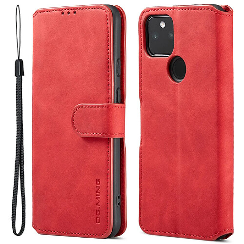 Etui en PU DG.MING style rétro, fermoir magnétique avec support pliable, rouge pour votre Google Pixel 5a 5G