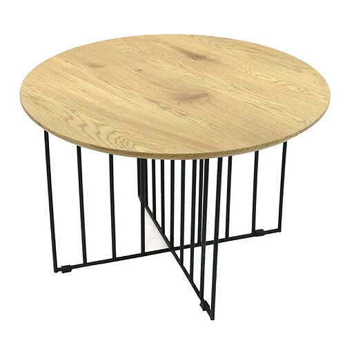 The Home Deco Factory Table basse industrielle bois et métal Maverick - Diam. 70 x H. 45 cm - Noir