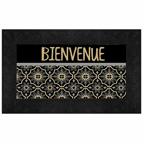 Paris Prix Tapis Relief Imprimé Tomina 45x75cm Noir & Or