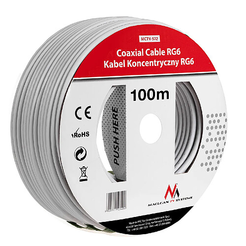 Satellite câble coaxial d'antenne Maclean MCTV 100M-572 RG6 1.0CCS