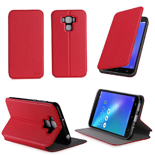 Xeptio Etui luxe Asus Zenfone 3 MAX PLUS 5,5 ZC553KL pouces rouge avec stand - Housse coque de protection