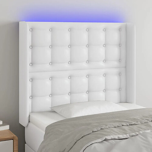 vidaXL Tête de lit à LED Blanc 93x16x118/128 cm Similicuir