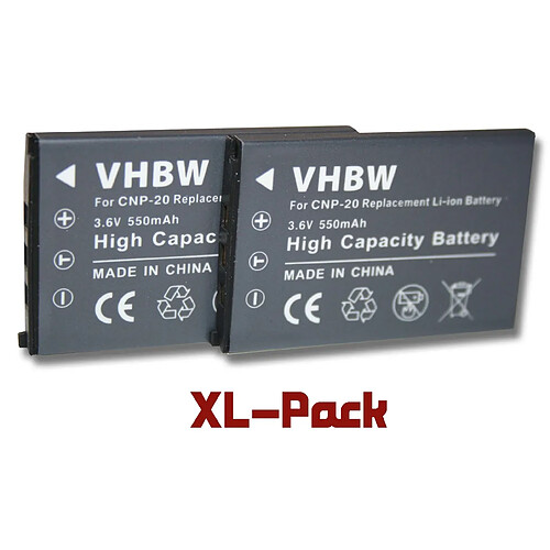 vhbw 2x batteries Li-Ion 550mAh (3.6V) de la bonne taille pour caméra Casio Exilim Z3, Exilim Z4, Exilim Z5 comme NP-20.