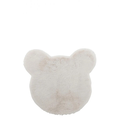 Dansmamaison Tapis Tete D'Ours Polyester Blanc