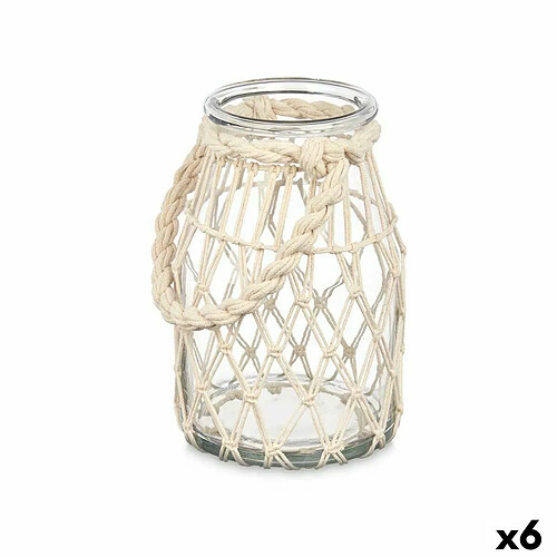 Gift Decor Bougeoir Boîte Blanc Transparent verre Corde 14 x 21 cm (6 Unités)