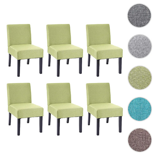 Mendler 6x chaise de salle à manger HWC-F61, fauteuil lounge, tissu/textil ~ vert