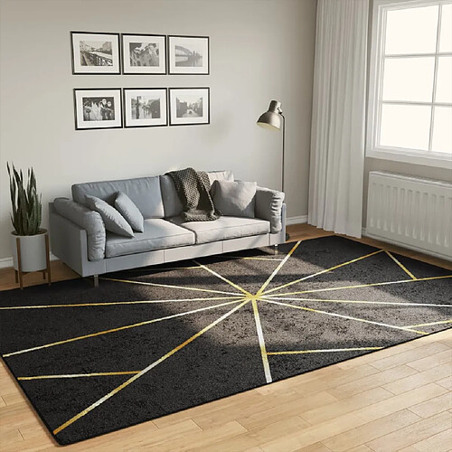 vidaXL Tapis lavable noir et doré 190x300 cm antidérapant