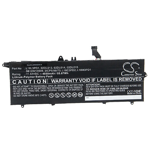 vhbw Batterie compatible avec Lenovo ThinkPad T490s-20NYS02A00, T495s, T495s-20QKS01E00 ordinateur portable Notebook (4850mAh, 11.52V, Li-polymère)