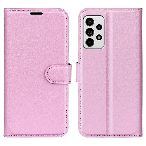 Etui en PU texture litchi, fermoir magnétique avec support rose pour Samsung Galaxy A33 5G