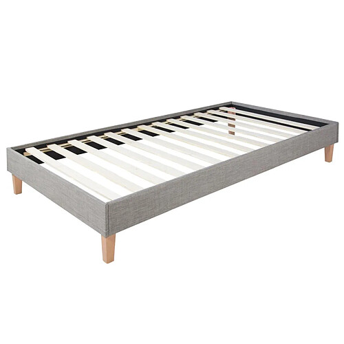 Homestyle4U Cadre de Lit Simple 90 x 200 Gris Sommier à Lattes