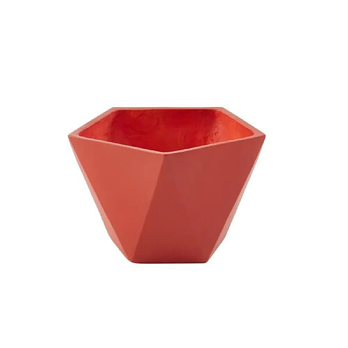 Beau Rivage Pot géométrique en fibre de verre - 50 x 30 cm - Rose corail