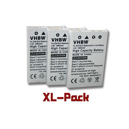 vhbw set 3 batteries Nikon CoolPix 3700 4200 5200 5900 7900 P3 P4 P500 P5000 P510 P520 P5100 P6000 P80 P90 P100 S10, Klicktel K5 K400 K410 et EN-EL5