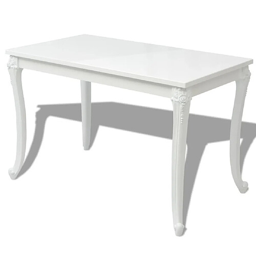 Maison Chic Table de salle à manger,Table à dîner 116 x 66 x 76 cm Blanc haute brillance -GKD76762