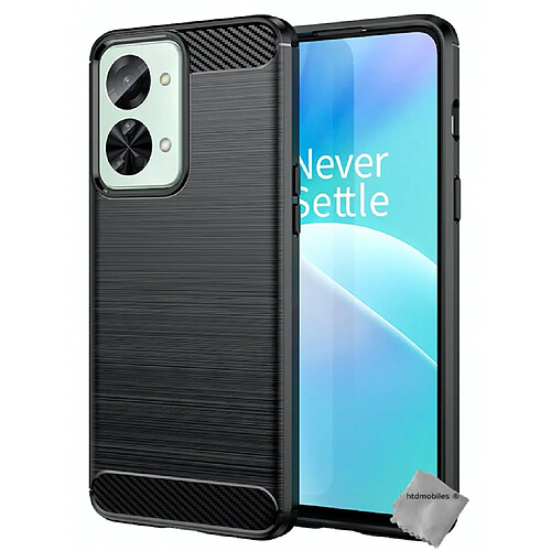 Htdmobiles Coque pour OnePlus Nord 2T 5G - housse etui silicone gel carbone + film ecran - NOIR