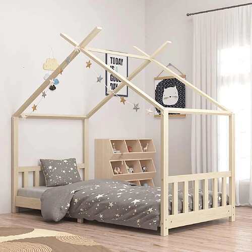 vidaXL Cadre de lit d'enfant Bois de pin massif 90 x 200 cm