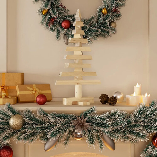 vidaXL Arbre de Noël en bois pour décoration 60 cm bois massif de pin