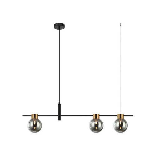 Luminaire Center Suspension Bletter Verre,Acier Noir,Fumé