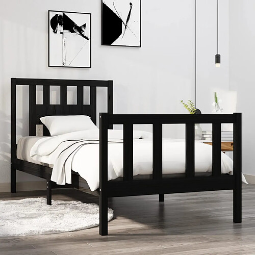 vidaXL Cadre de lit sans matelas noir bois massif