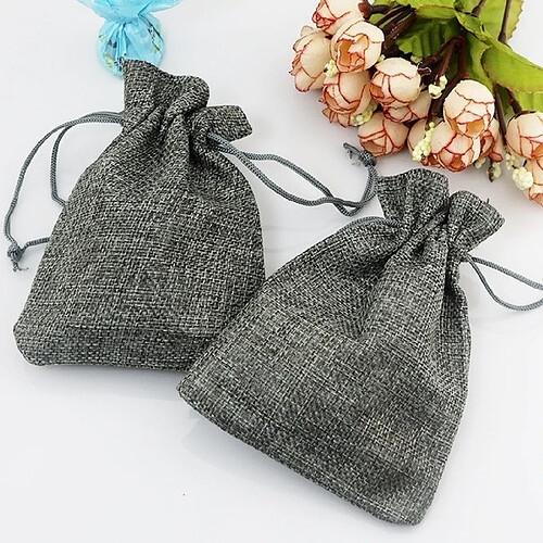 Wewoo 50 PCS Multi taille Lin Jute Cordon Cadeau Sacs Mariage Faveurs De Fête D'anniversaire De SacsTaille 15x20cm Gris