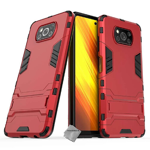 Htdmobiles Coque rigide anti choc pour Xiaomi Poco X3 NFC + film ecran - ROUGE