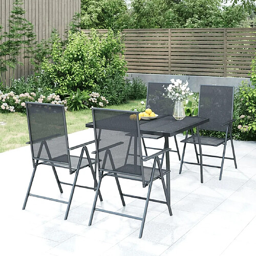 Salle à manger de jardin 5 pcs,Table et chaise à dîner anthracite acier -MN24305