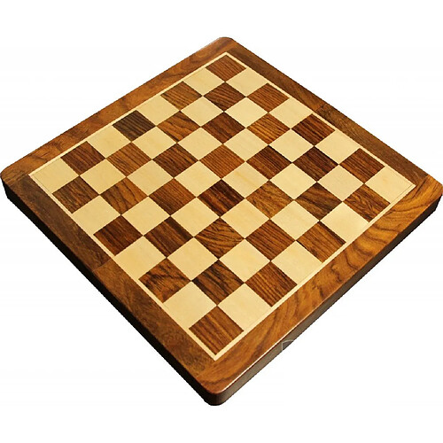 Jeu d'échecs pliant magnétique marqueté (30 cm) - Coffret Bois Patiné