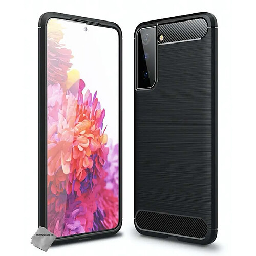 Htdmobiles Coque silicone gel carbone pour Samsung Galaxy S21 5G + film ecran - NOIR