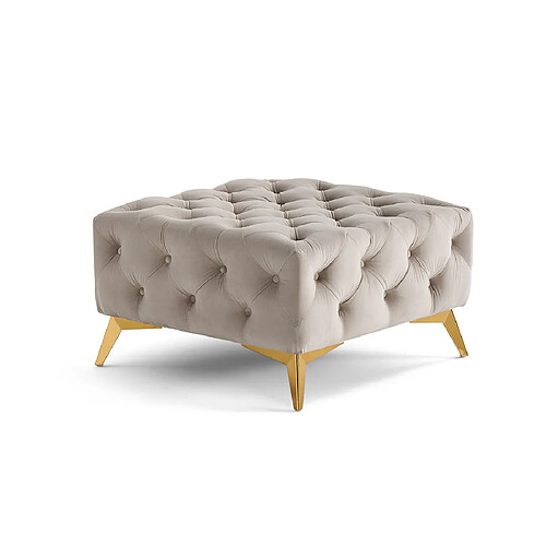 Lisa Design Camden - pouf chesterfield en velours - pieds en métal doré