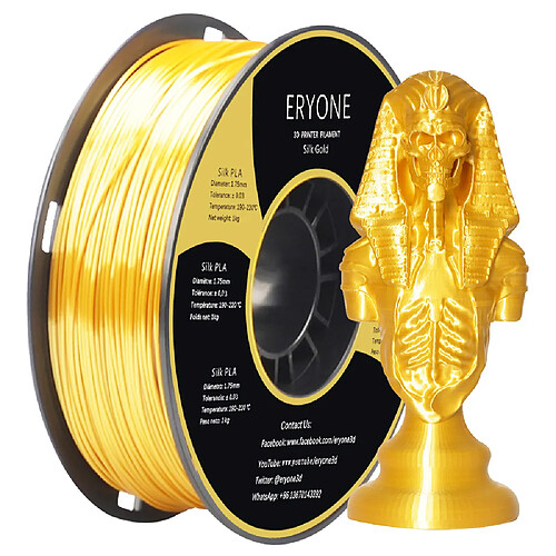 None Filament PLA soie ERYONE pour imprimante 3D 1 kg (2,2 lbs)/bobine - Or