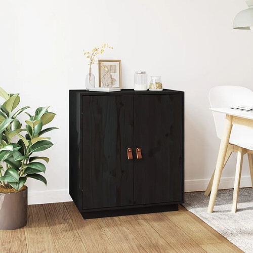 vidaXL Buffet Noir 65,5x40x75 cm Bois massif de pin