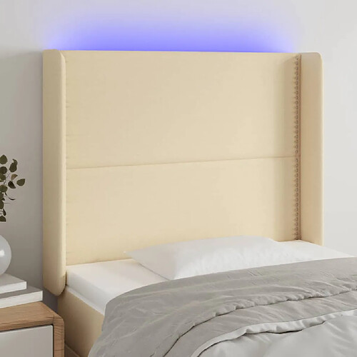 vidaXL Tête de lit à LED Crème 83x16x118/128 cm Tissu